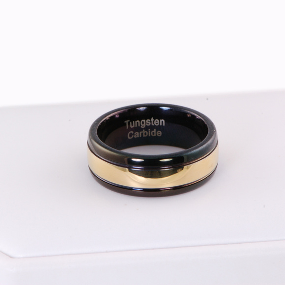 8mm 2 Tone Tungsten Mens Wedding Band Ring - Picture 2 of 3